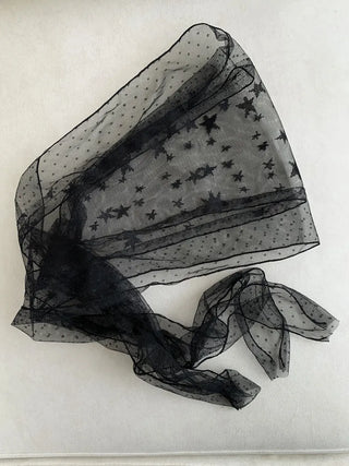 Momo See-through Pattern Dot Lace Long Scarf