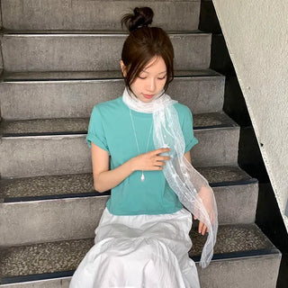 Momo See-through Pattern Dot Lace Long Scarf
