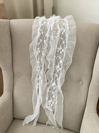 Momo See-through Pattern Dot Lace Long Scarf
