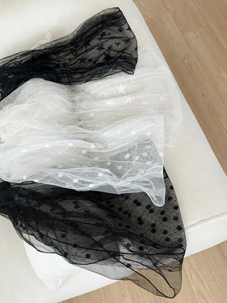 Momo See-through Pattern Dot Lace Long Scarf