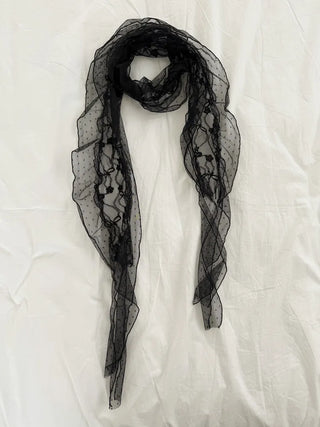 Momo See-through Pattern Dot Lace Long Scarf