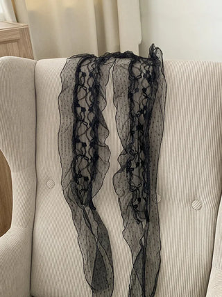 Momo See-through Pattern Dot Lace Long Scarf