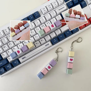 Tiki Keycap Blue Switch Clicker Heart Keyring