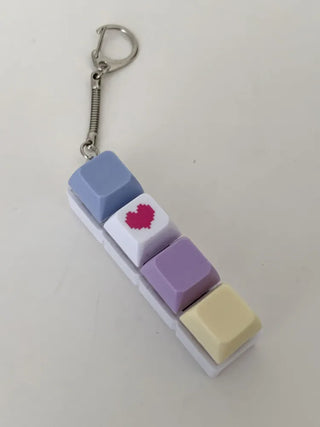 Tiki Keycap Blue Switch Clicker Heart Keyring