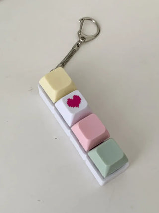 Tiki Keycap Blue Switch Clicker Heart Keyring