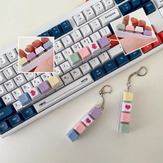 Tiki Keycap Blue Switch Clicker Heart Keyring