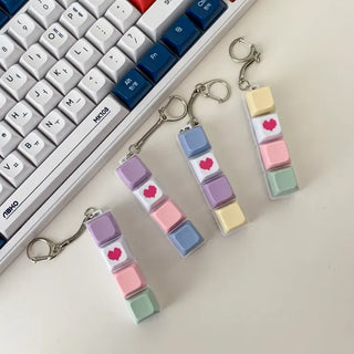 Tiki Keycap Blue Switch Clicker Heart Keyring