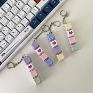Tiki Keycap Blue Switch Clicker Heart Keyring