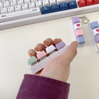 Tiki Keycap Blue Switch Clicker Heart Keyring