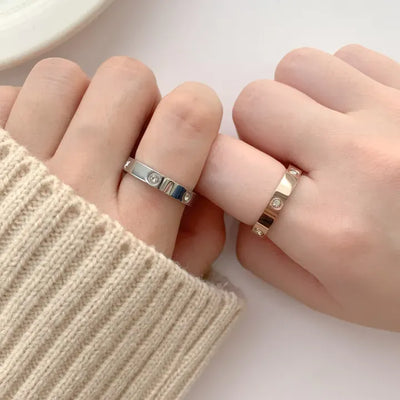 Valentine Couple Rings Daily Cut Cubic Plain Layered Ring Collection
