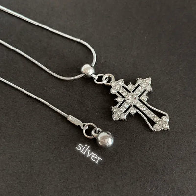 Odique Pendant Cubic Cross Drop Long Necklace