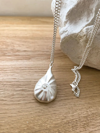 Snail Silver Shell Pendant Long Drop Necklace