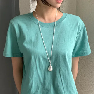 Snail Silver Shell Pendant Long Drop Necklace