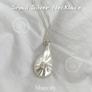 Snail Silver Shell Pendant Long Drop Necklace