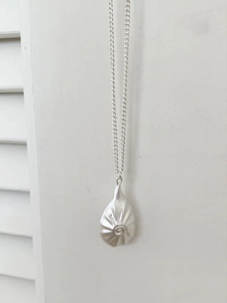 Snail Silver Shell Pendant Long Drop Necklace