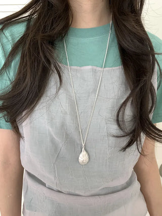 Snail Silver Shell Pendant Long Drop Necklace