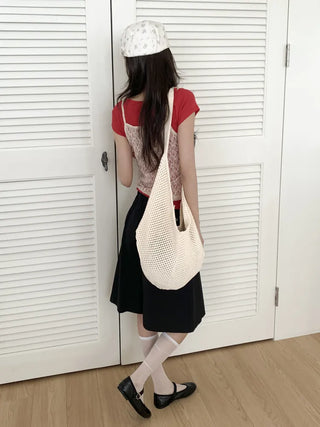 Net Loose Summer Color Knit Oversized Shoulder Bag