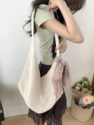 Net Loose Summer Color Knit Oversized Shoulder Bag