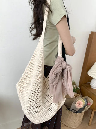 Net Loose Summer Color Knit Oversized Shoulder Bag