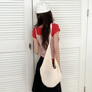 Net Loose Summer Color Knit Oversized Shoulder Bag