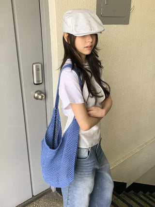 Net Loose Summer Color Knit Oversized Shoulder Bag