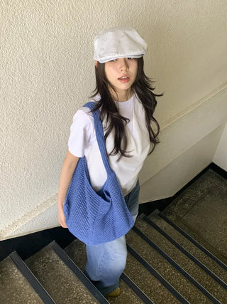 Net Loose Summer Color Knit Oversized Shoulder Bag