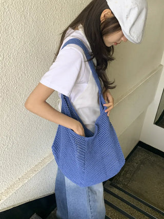 Net Loose Summer Color Knit Oversized Shoulder Bag
