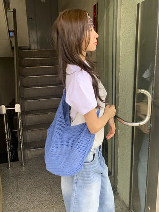 Net Loose Summer Color Knit Oversized Shoulder Bag