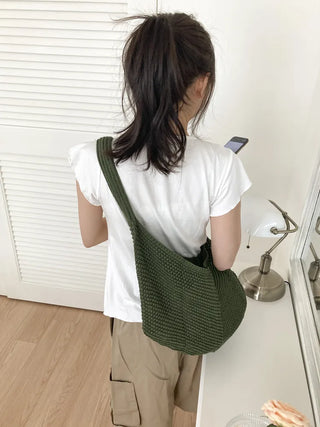 Net Loose Summer Color Knit Oversized Shoulder Bag