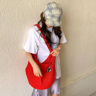 Net Loose Summer Color Knit Oversized Shoulder Bag