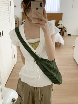 Net Loose Summer Color Knit Oversized Shoulder Bag