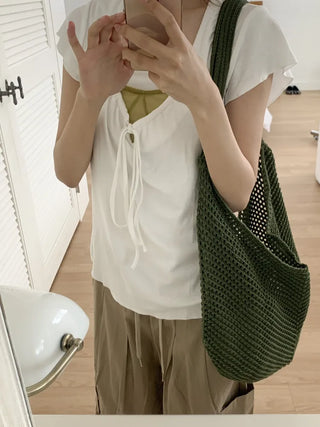 Net Loose Summer Color Knit Oversized Shoulder Bag