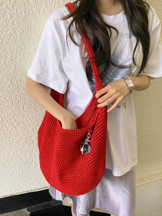 Net Loose Summer Color Knit Oversized Shoulder Bag