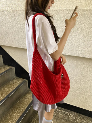Net Loose Summer Color Knit Oversized Shoulder Bag