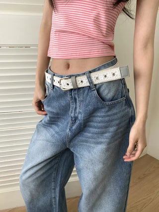 Hippie Lace Eyelet Contrast Cotton Belt