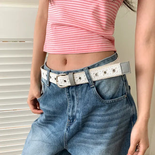 Hippie Lace Eyelet Contrast Cotton Belt