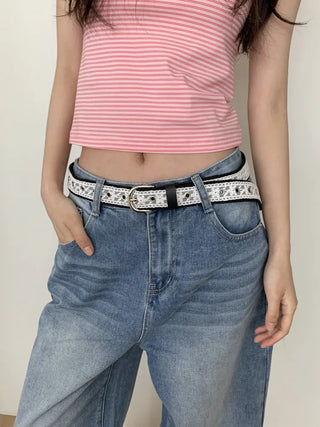 Hippie Lace Eyelet Contrast Cotton Belt