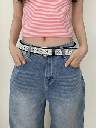 Hippie Lace Eyelet Contrast Cotton Belt