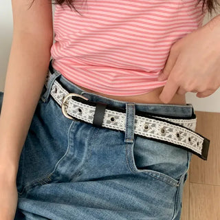 Hippie Lace Eyelet Contrast Cotton Belt