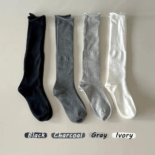 Neo Ribbed Rolling Pleated Warmer Long Knee Socks