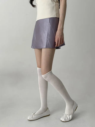 Neo Ribbed Rolling Pleated Warmer Long Knee Socks