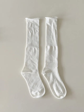 Neo Ribbed Rolling Pleated Warmer Long Knee Socks