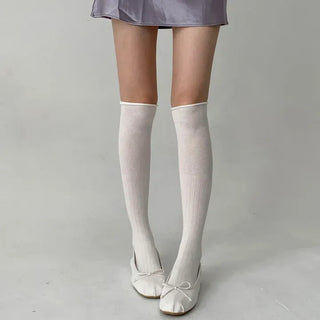 Neo Ribbed Rolling Pleated Warmer Long Knee Socks
