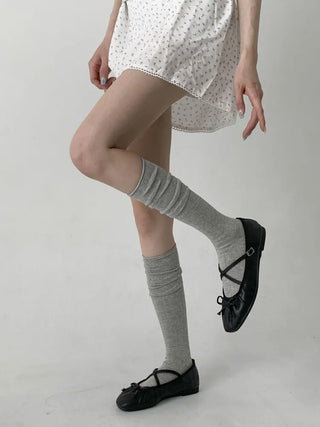 Neo Ribbed Rolling Pleated Warmer Long Knee Socks