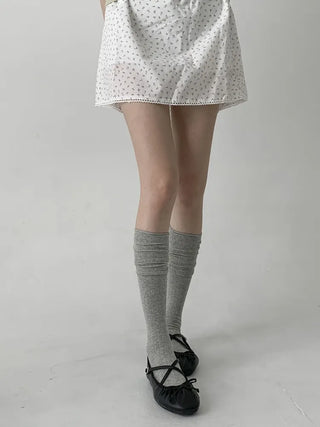 Neo Ribbed Rolling Pleated Warmer Long Knee Socks