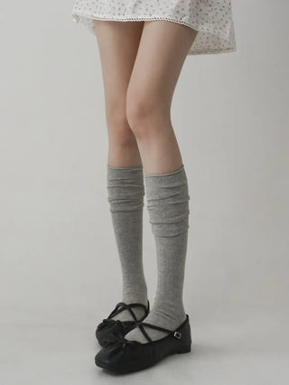 Neo Ribbed Rolling Pleated Warmer Long Knee Socks