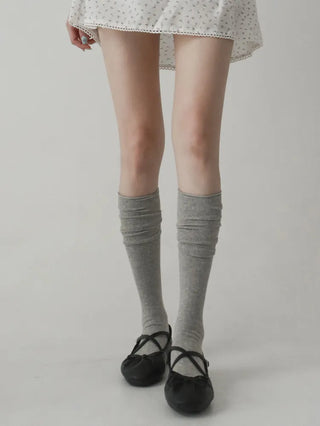 Neo Ribbed Rolling Pleated Warmer Long Knee Socks
