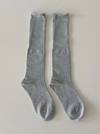 Neo Ribbed Rolling Pleated Warmer Long Knee Socks