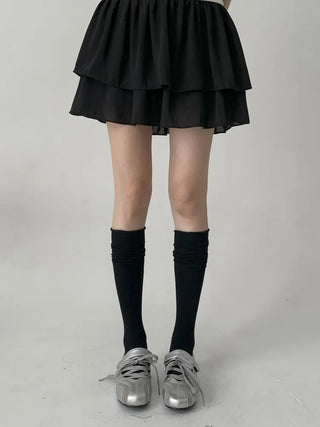 Neo Ribbed Rolling Pleated Warmer Long Knee Socks