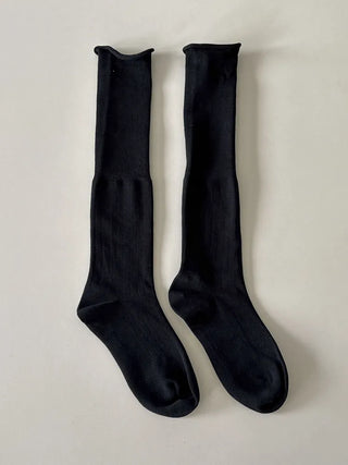 Neo Ribbed Rolling Pleated Warmer Long Knee Socks